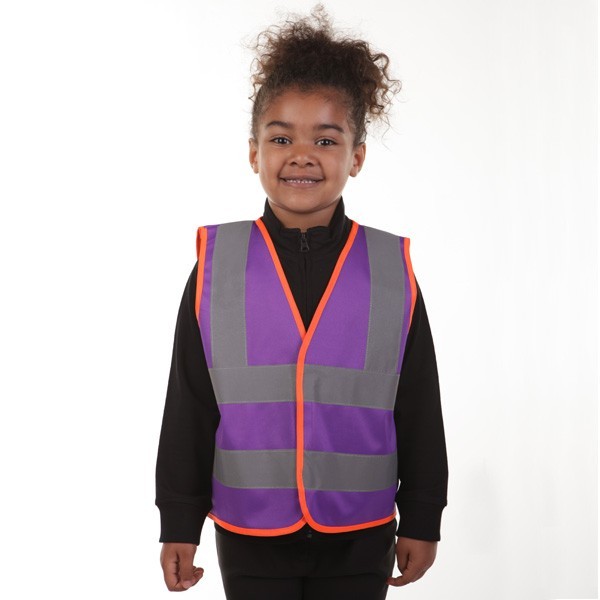 Pink Kids Hi Vis Vests with Horizontal Reflective Bands